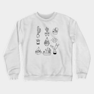 Cactus Family Ink Design Crewneck Sweatshirt